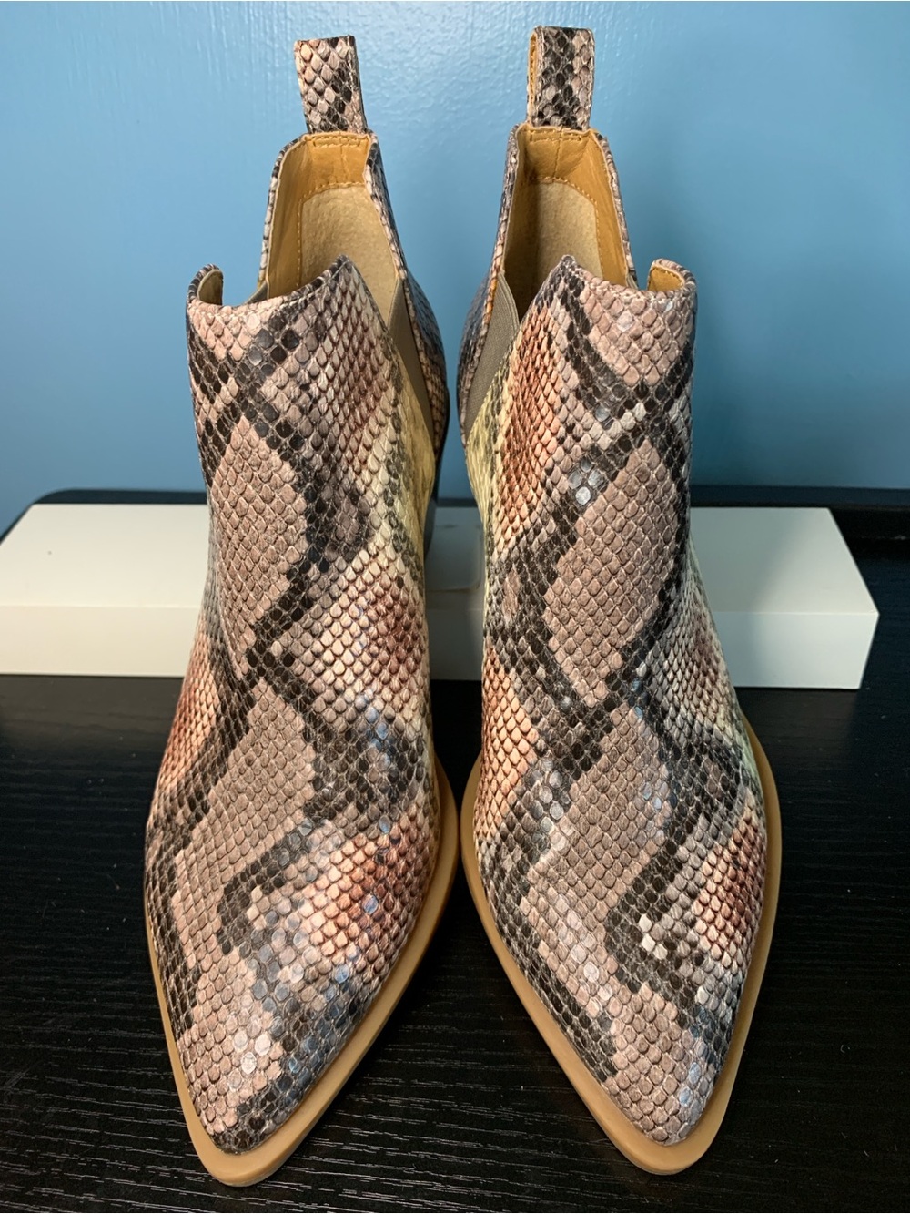 Dolce Vita Snake-Print Pointed Toe Ankle Boots - Beige, Brown, Black